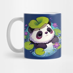 Kawaii Anime Panda Bear Bath With Water Lily Mug